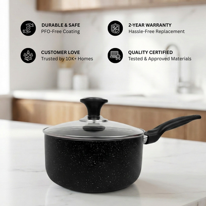 Non Stick Galaxy Induction Sauce Pot Glass Lid