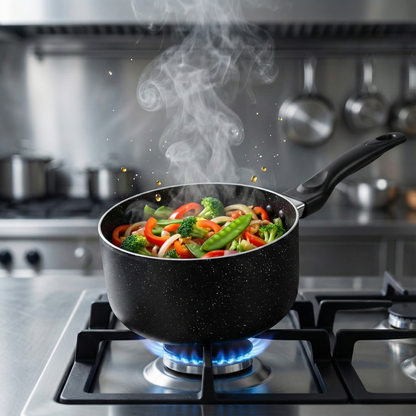 Non Stick Galaxy Induction Sauce Pot Glass Lid
