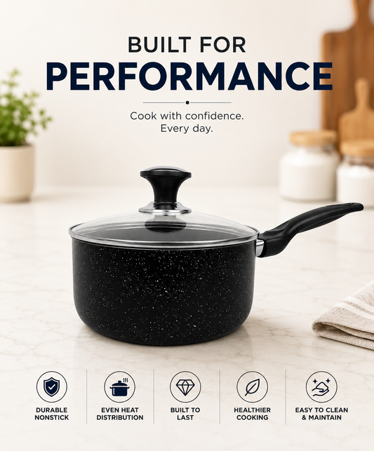 Non Stick Galaxy Induction Sauce Pot Glass Lid
