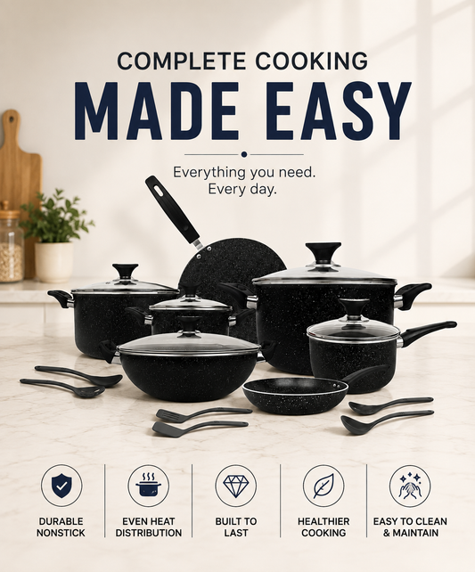 18 Pieces Galaxy Non Stick Marble Coated Gift Pack Set