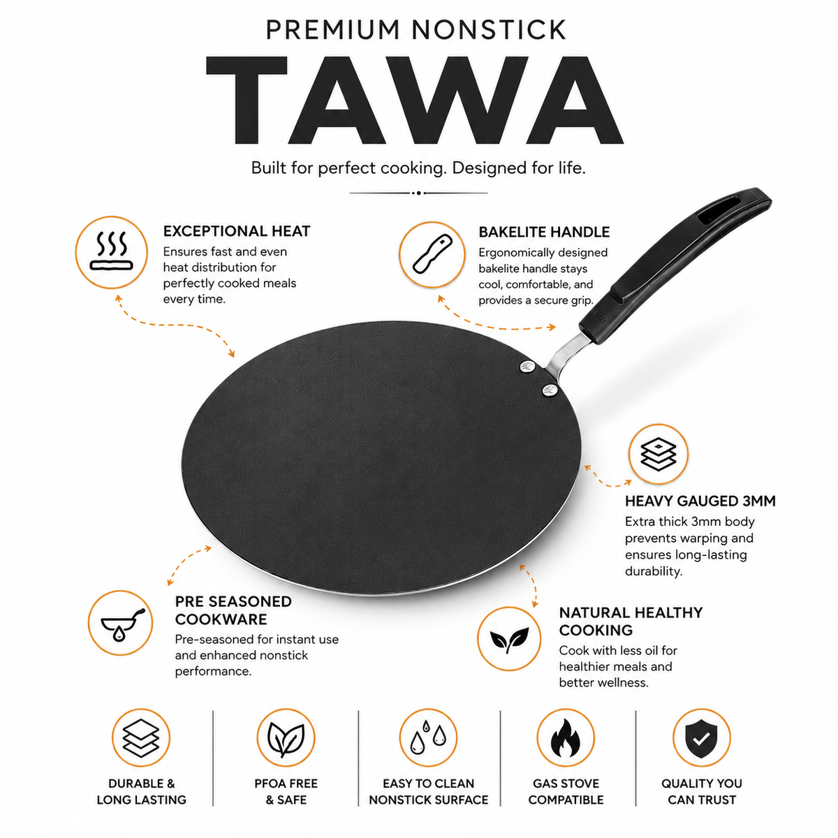 25.5cm Junior Non Stick Tawa
