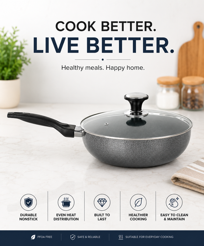 Classic Non Stick Wok with Glass Lid